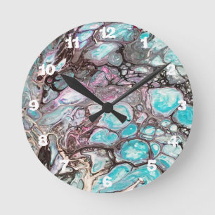 Horloge Ronde Handmade abstract painting - Kook Art - Wall Clock