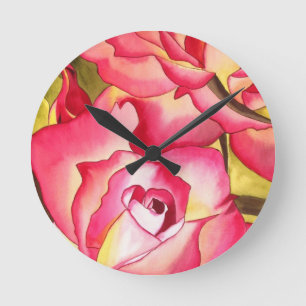 Horloge Ronde Hannah Gordon rose Rose Watercolor art