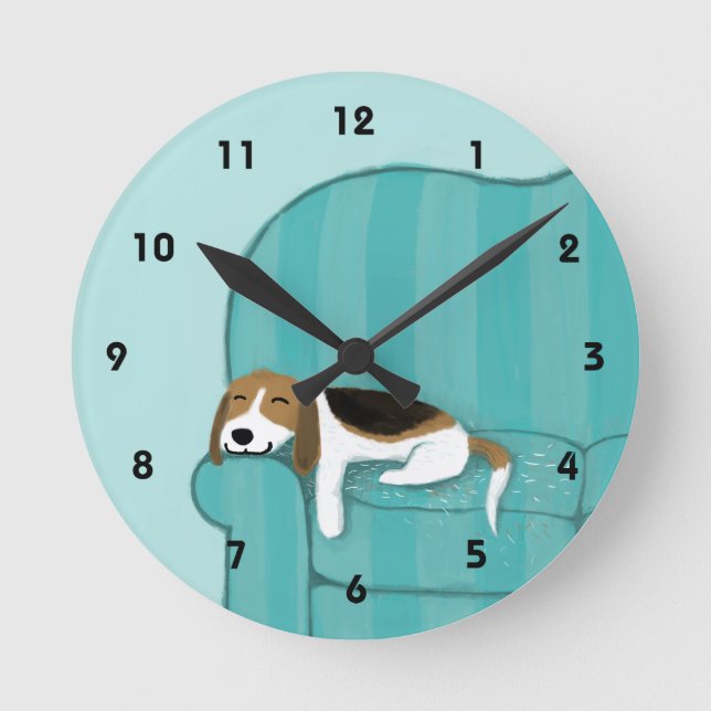 Horloge Ronde Happy Canapé Beagle - Conception de Chien Chien Ch (Recto)