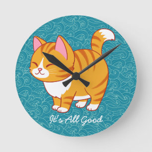 Horloge Ronde Happy Cat Personnalisé