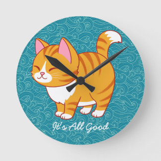 Horloge Ronde Happy Cat Personnalisé