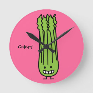 Horloge Ronde Happy Celery Stalk Bunch green fiber vegetable
