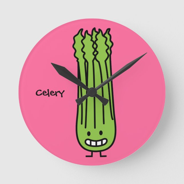 Horloge Ronde Happy Celery Stalk Bunch green fiber vegetable (Recto)