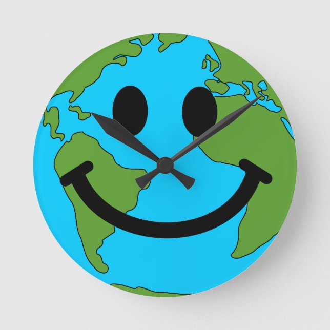 Horloge Ronde Happy Earth Face Wall Clock (Recto)