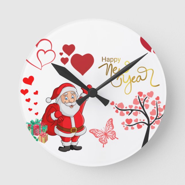 Horloge Ronde Happy New Year Wall Clock (Recto)