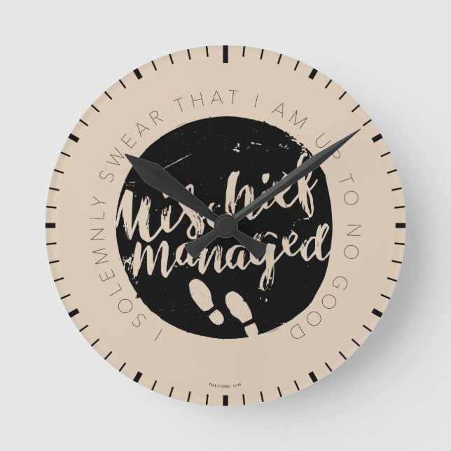 Horloge Ronde Harry Potter| Marauder's Map Charms Typographie (Recto)