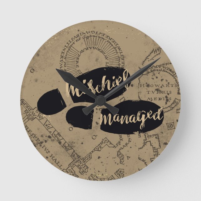 Horloge Ronde Harry Potter | MISCHIEF MANAGED™ Mappage Empreinte (Recto)