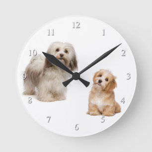 Horloge Ronde Havanese Dog and Puppy Clock