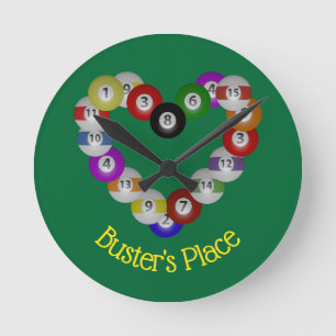 Horloge Ronde Heart of Billiard Balls Pool Shooter