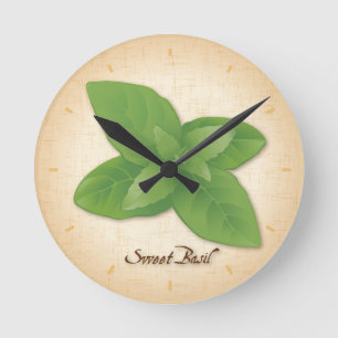 Horloge Ronde Herbe Basil douce