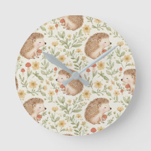Horloge Ronde Hérisson Cottagecore