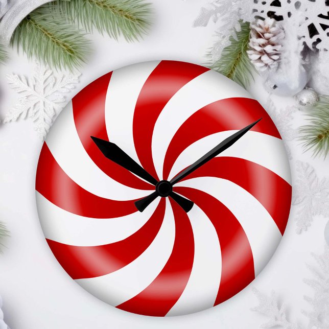 Horloge Ronde Heure de bonbon de menthe poivrée (Time for some Peppermint Candy and Holiday Cheer!)
