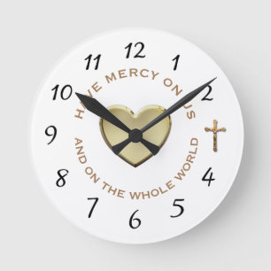 HORLOGE RONDE HEURE DE LA PRIÈRE DIVINE MERCY CRUCIFIX
