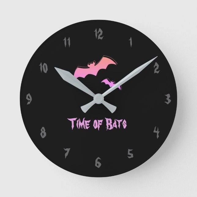 Horloge Ronde Heure des chauves-souris - Pink & Purple Abstrait  (Recto)