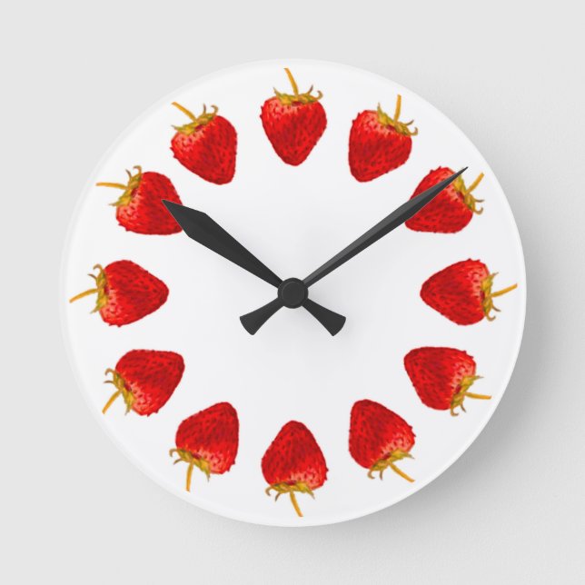 Horloge Ronde Heures de fraises rouges 12 Cercle de fraises (Recto)