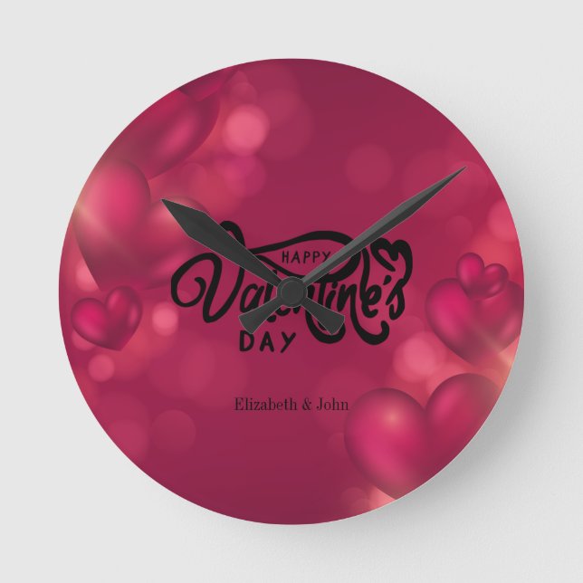 Horloge Ronde Heureuse Sainte-Valentin Red Hearts (Recto)