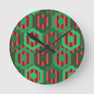 Horloge Ronde Hexagones de Noël
