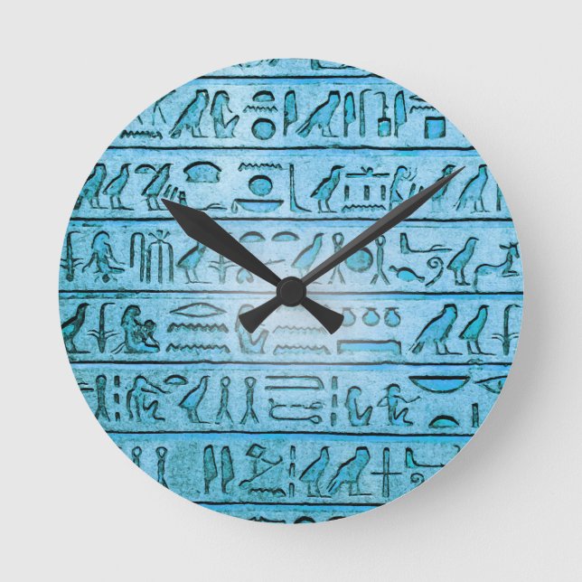 Horloge Ronde Hiéroglyphe Blue Wall Clock (Recto)