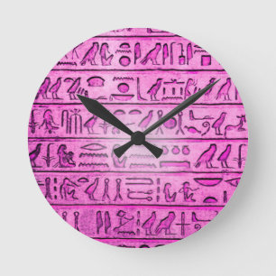 Horloge Ronde Hiéroglyphe Purple Round Clock