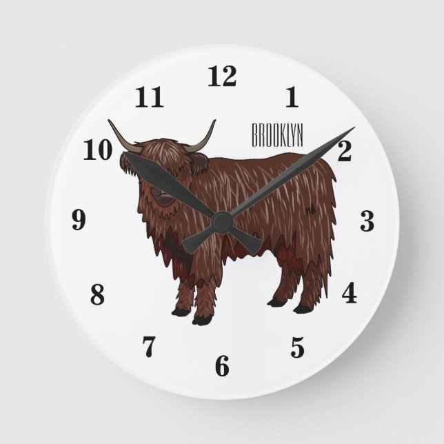 Horloge Ronde Highland cow (Recto)