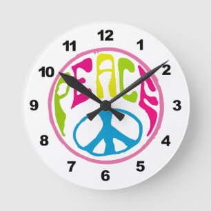 Horloge Ronde Hippie Peace Sign