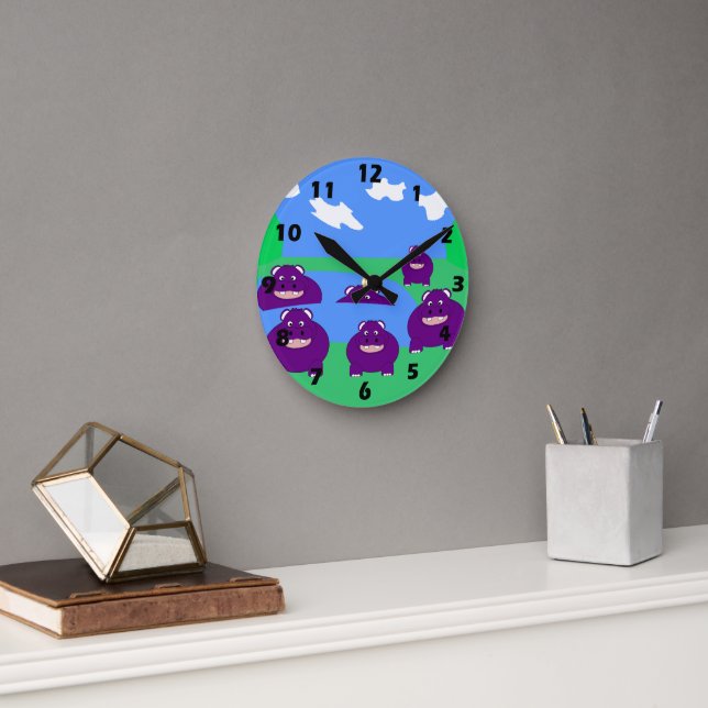 Horloge Ronde Hippopotamus Design (Bureau)