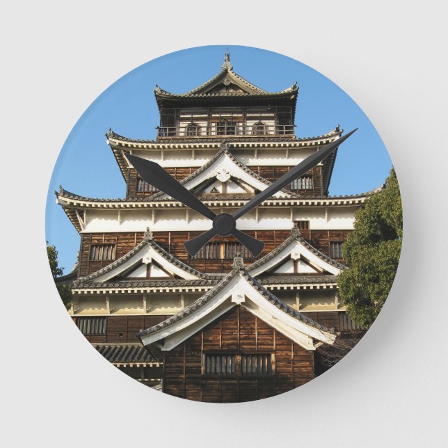 Horloge Ronde Hiroshima Castle 広 島 城, Hiroshima, Japon (Recto)