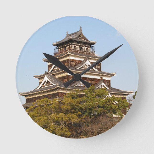 Horloge Ronde Hiroshima Castle 広 島 城, Hiroshima, Japon (Recto)