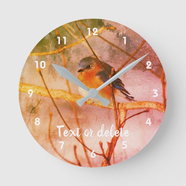 Horloge Ronde Hiver Bluebird Abstrait Personnalisé  (Recto)