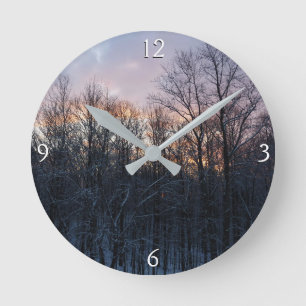 Horloge Ronde Hiver Sunrise I Pastel Paysage naturel