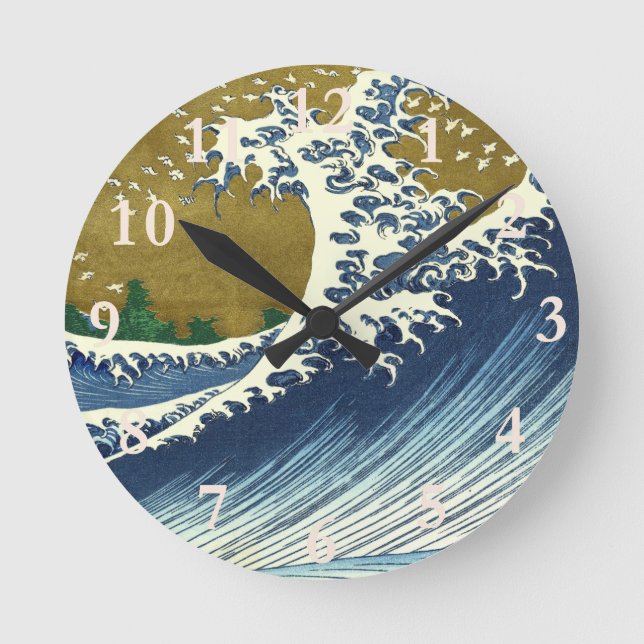 Horloge Ronde Hokusai Big Wave Japon Océan Vintage (Recto)