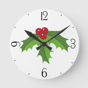 Horloge Ronde Holly Berries