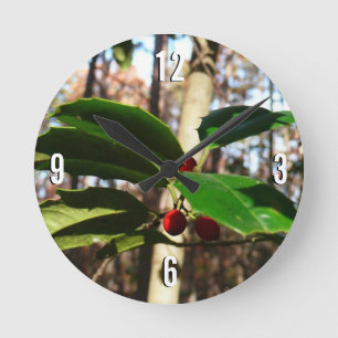 Horloge Ronde Holly Leaves