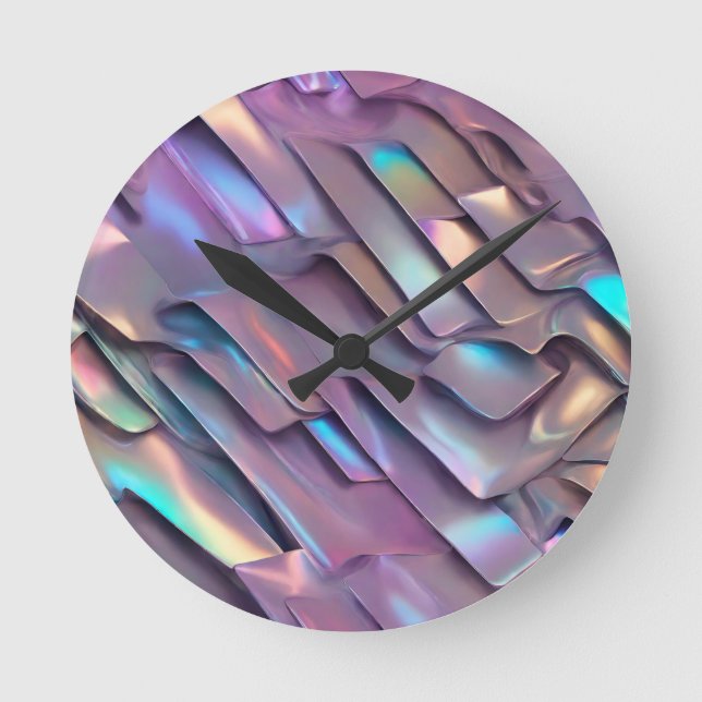 Horloge Ronde Holographie abstraite/iridescente futuriste (Recto)