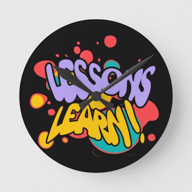 HORLOGE RONDE HOME PAINT SPLASH LESSONS LEARN ROUND WALL CLOCK  (Recto)