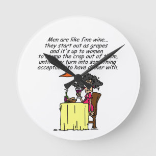 Horloge Ronde Hommes et FIne Humour de vin