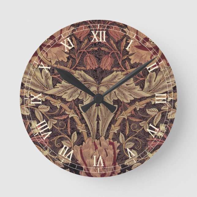 Horloge Ronde Honeysuckie par William Morris, Garden Flowers Art (Recto)