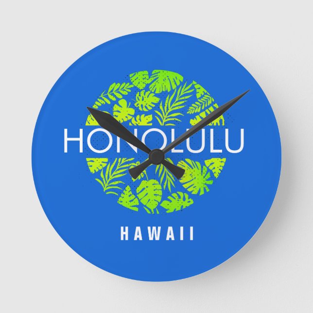Horloge Ronde Honolulu Hawaii Tropical Custom (Recto)