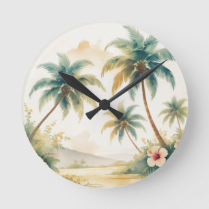 Horloge Ronde Honolulu Voyage Hawaïen de style vintage