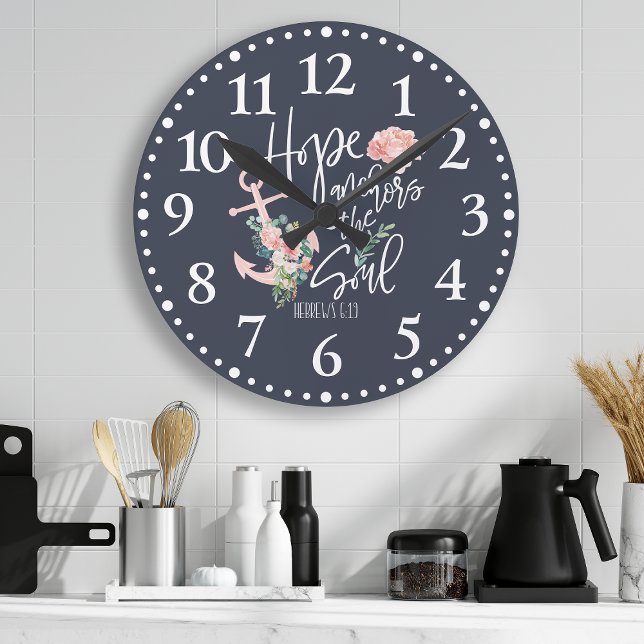 Horloge Ronde Hope Ancres L'âme Floral Religieux (Créateur téléchargé)