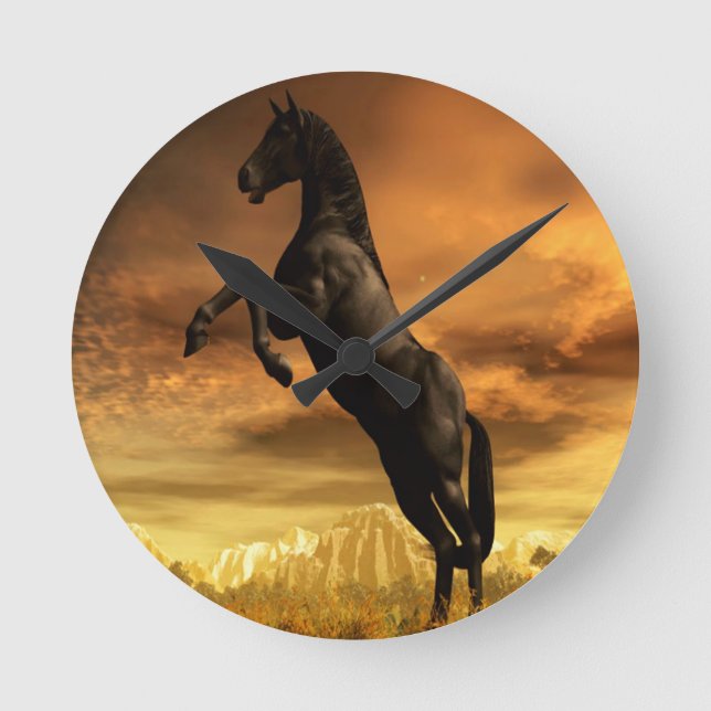 Horloge Ronde Horse noire (Recto)