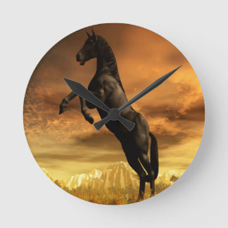 Horloge Ronde Horse noire