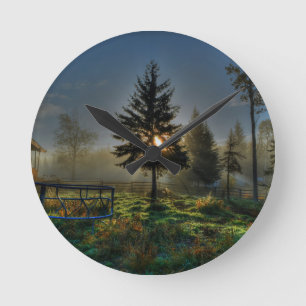 Horloge Ronde Horse Ranch Sunrise Nature Photo