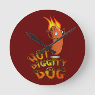 Horloge Ronde Hot Diggity Dog Wall Clock