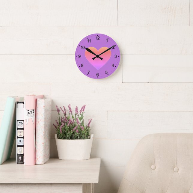 Horloge Ronde Hot Pink love heart (Salle de lecture)