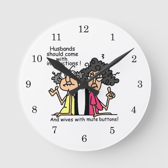 Horloge Ronde Humour d'attitude de maris et d'épouses (Recto)