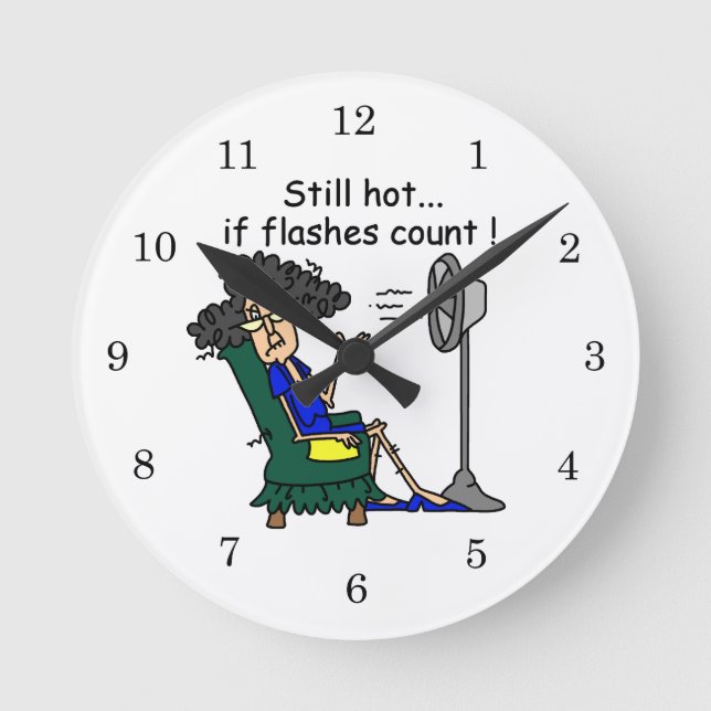 Horloge Ronde Humour de bouffée de chaleur (Recto)