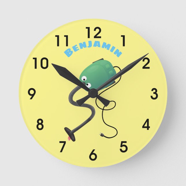 Horloge Ronde Humour de dessin animé de l'aspirateur mignon (Recto)