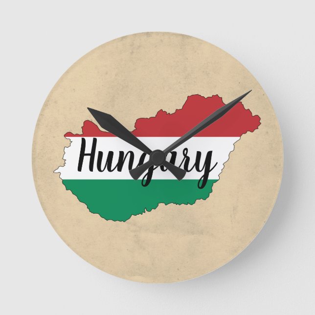 Horloge Ronde Hungary Flag Silhouette (Recto)