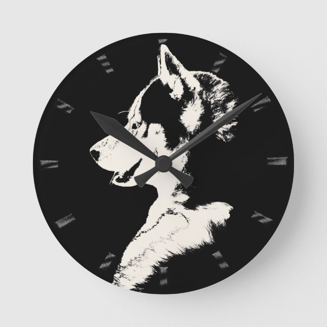 Horloge Ronde Husky Clock Toxits Decor Sled Dog Wall Clock (Recto)